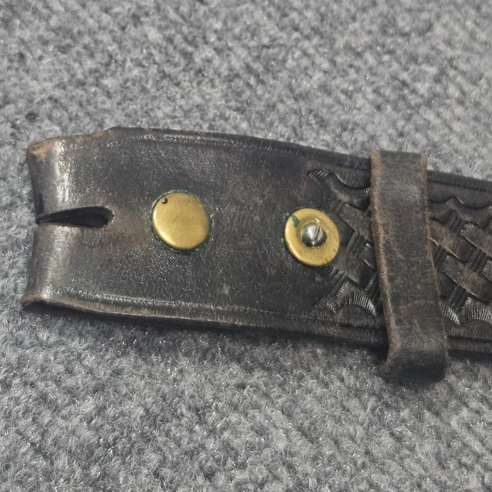 Vintage Bianchi B8 Leather Belt Mens‎ 44 Brown Basketweave Duty Work Western 90s